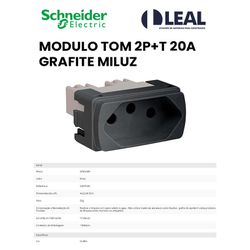 MODULO TOMADA 2P+T 20A GRAFITE MILUZ - 13926 - Comercial Leal