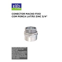 CONECTOR MACHO FIXO COM PORCA LATAO ZINCO 3/4 POLE... - Comercial Leal
