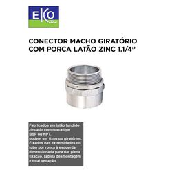 CONECTOR MACHO GIRATÓRIO COM PORCA LATÃO ZINCO 1.1... - Comercial Leal