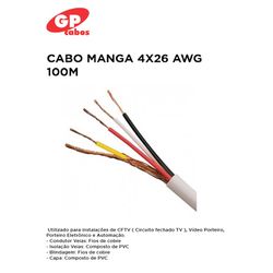 CABO MANGA 4 X 26 AWG 100M GP CABOS - 10686 - Comercial Leal