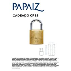 CADEADO CR35 FLOW PACK PAPAIZ - 11313 - Comercial Leal