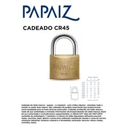 CADEADO CR45 FLOW PACK PAPAIZ - 11315 - Comercial Leal