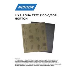 LIXA D'ÁGUA T277 P100 COM 50 FOLHAS NORTON - 12253 - Comercial Leal