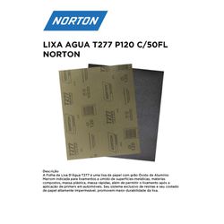 LIXA D'ÁGUA T277 P120 COM 50 FOLHAS NORTON - 12254 - Comercial Leal