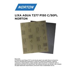 LIXA D'ÁGUA T277 P150 COM 50 FOLHAS NORTON - 12255 - Comercial Leal