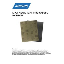 LIXA D'ÁGUA T277 P180 COM 50 FOLHAS NORTON - 12256 - Comercial Leal