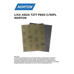 LIXA D'ÁGUA T277 P600 COM 50 FOLHAS NORTON - 12263 - Comercial Leal