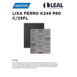 LIXA FERRO K246 P80 COM 25 FOLHAS NORTON - 02620 - Comercial Leal