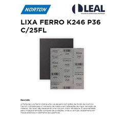 LIXA FERRO K246 P36 COM 25 FOLHAS NORTON - 03148 - Comercial Leal