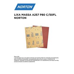 LIXA MASSA A257 P80 COM 50 FOLHAS NORTON - 12242 - Comercial Leal