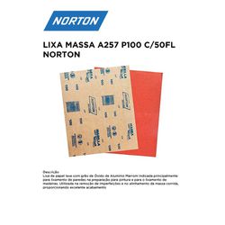 LIXA MASSA A257 P100 COM 50 FOLHAS NORTON - 12243 - Comercial Leal