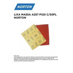 LIXA MASSA A257 P120 COM 50 FOLHAS NORTON - 12244 - Comercial Leal