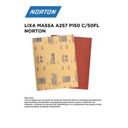 LIXA MASSA A257 P150 COM 50 FOLHAS NORTON - 12245 - Comercial Leal
