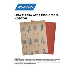 LIXA MASSA A257 P180 COM 50 FOLHAS NORTON - 12246 - Comercial Leal