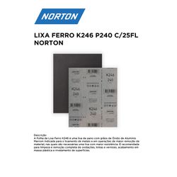 LIXA FERRO K246 P240 COM 25 FOLHAS NORTON - 12249 - Comercial Leal