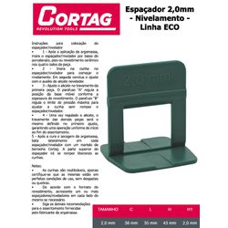 ESPAÇADOR NIVELADOR ECO 2,0 MM 50PÇ CORTAG - 07082... - Comercial Leal