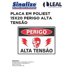 PLACA EM POLIESTIRENL 15X20 PERIGO ALTA TENSÃO - 0... - Comercial Leal