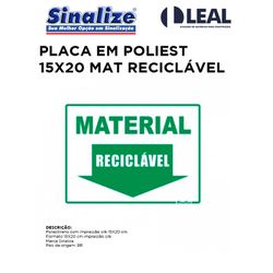 PLACA EM POLIEST 15X20 MAT RECICLÁVEL - 08646 - Comercial Leal