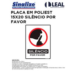 PLACA EM POLIESTILENO 15X20 SILÊNCIO POR FAVOR - 0... - Comercial Leal