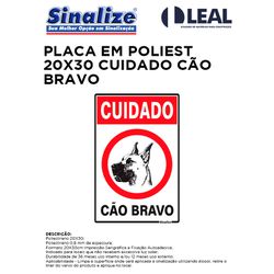 PLACA EM POLIESTILENO 20X30 CUIDADO CÃO BRAVO - 08... - Comercial Leal