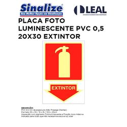 PLACA FOTOLUMINESCENTE PVC 0,5 20X30 EXTINTOR - 08... - Comercial Leal