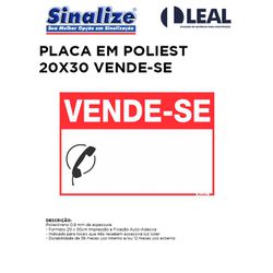PLACA EM POLIESTILENO 20X30 VENDE-SE - 08658 - Comercial Leal