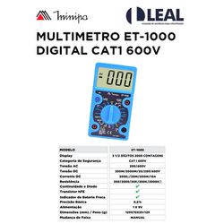 MULTIMETRO ET-1000 DIGITAL - 13439 - Comercial Leal