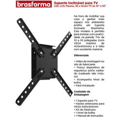 SUPORTE DE TV FIXO INCLINÁVEL 10/55