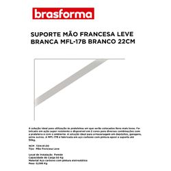 SUPORTE DE PRATELEIRA MÃO FRANCESA BRANCO 22CM BRA... - Comercial Leal