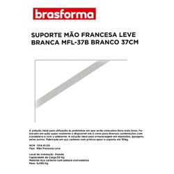 SUPORTE DE PRATELEIRA MÃO FRANCESA BRANCO 37CM BRA... - Comercial Leal