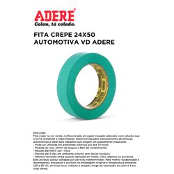 FITA CREPE 24X50 525 AUTOMOTIVA VERDE ADERE - 1227 - Comercial Leal