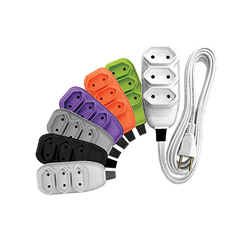 Extensão Compacta 2P+T com Cabo PP Chato 10A 250V ... - Comercial Leal