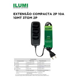 Extensão Compacta 2P+T com Cabo PP Chato 10A 250V ... - Comercial Leal