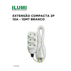 Extensão Compacta 2P+T com Cabo PP Chato 10A 250V ... - Comercial Leal