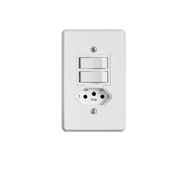 Interruptor 2 Teclas Paralelas + Tomada Fixa de Em... - Comercial Leal