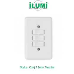 Conjunto 3 Interruptor Simples - Stylus - Ilumi - ... - Comercial Leal