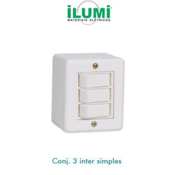 Conjunto 3 Interruptores Simples 10A 250V SOBREPOR... - Comercial Leal
