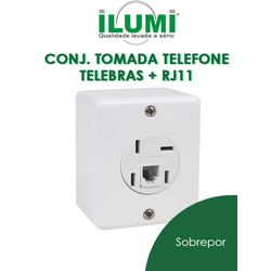 CONJUNTO TOMADA TELEFONE TELEBRAS + RJ11 BOX ILUMI... - Comercial Leal