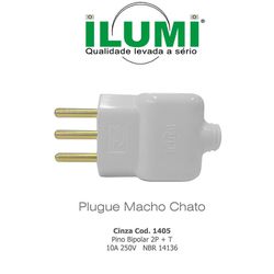 PINO MACHO CHATO COM PRENSA CABO 2P+T 10A CINZA IL... - Comercial Leal