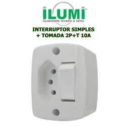 INTERRUPTOR SIMPLES + TOMADA 2P+T 10A RETANGULAR P... - Comercial Leal