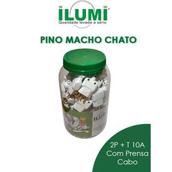 PINO MACHO CHATO COM PRENSA CABO 2P+T 10A BRANCO P... - Comercial Leal
