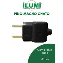 PINO MACHO CHATO COM PRENSA CABO 2P 10A PRETO ILUM... - Comercial Leal
