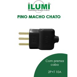 PINO MACHO CHATO COM PRENSA CABO 2P+T 10A PRETO IL... - Comercial Leal