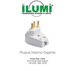PINO MACHO GIGANTE COM PRENSA CABO 2P+T 10A CINZA ... - Comercial Leal
