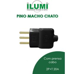 PINO MACHO CHATO COM PRENSA CABO 2P+T 20A PRETO IL... - Comercial Leal