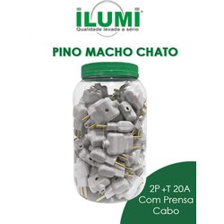 PINO MACHO CHATO COM PRENSA CABO 2P+T 20A BRANCO P... - Comercial Leal