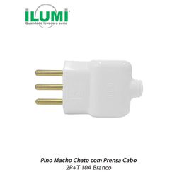 PINO MACHO CHATO COM PRENSA CABO 2P+T 10A BRANCO I... - Comercial Leal