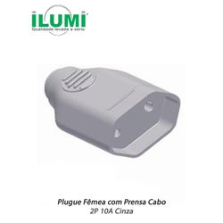 PLUGUE FÊMEA 2P 10A CINZA ILUMI - 04748 - Comercial Leal