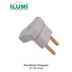 PINO MACHO TRIANGULAR 2P 10A CINZA ILUMI - 09019 - Comercial Leal