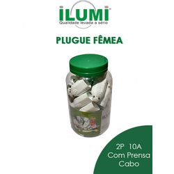 PLUGUE FÊMEA 2P 10A BRANCO POTE COM 60 PEÇAS ILUMI... - Comercial Leal